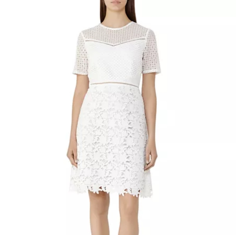 Reiss Heather Mix Off White Lace Dress